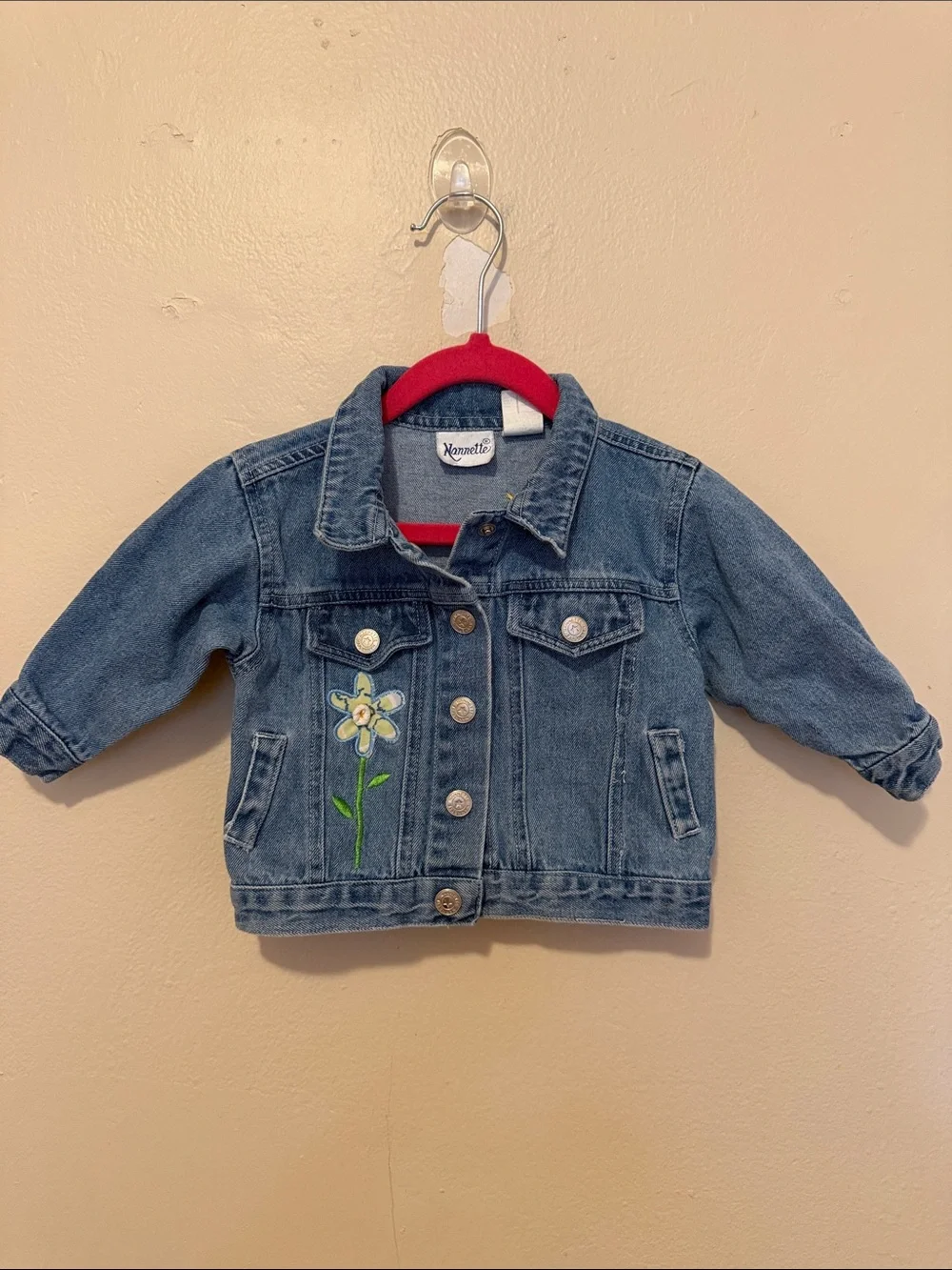 Nannette Light Blue Denim Jacket with Floral Patch